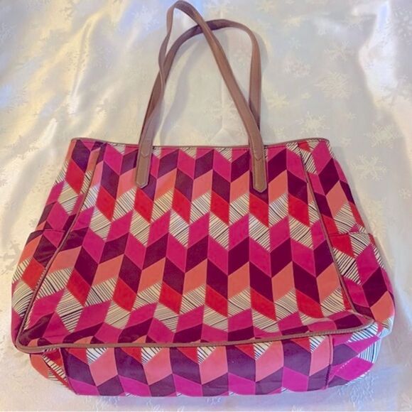 Vera Bradley Shoulder Bag Handbag Shopper Bohemian Chevron XL Gorgeous - Picture 7 of 9